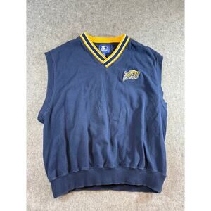 VINTAGE 90s Navy Midshipmen NCAA Starter Vest Mens XL Blue Sweater Minimalist